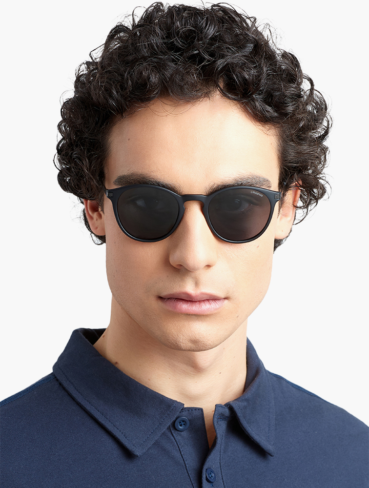 Myrunway shop polaroid black grey polarized round sunglasses for men